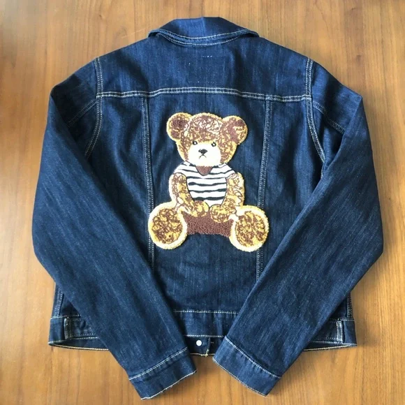Levi’s Denim Jacket ✨ Unique Hand-Stitched Teddy Patch ✨ Youth XL / Adult M - Picture 3 of 14